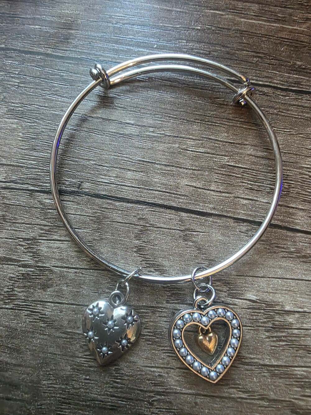 Adjustable Wire Heart Charm Bracelet